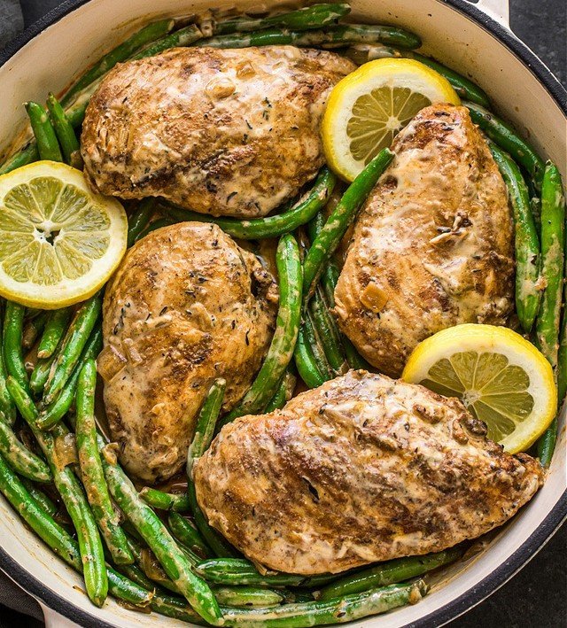 Lemon-Tahini Chicken with Green Beans