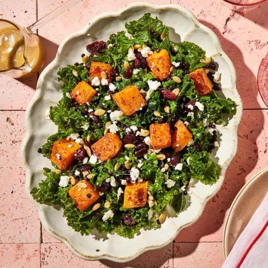Roasted Squash & Lentil Kale Salad