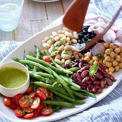 Composed Bean Salad with Basil Vinaigrette
