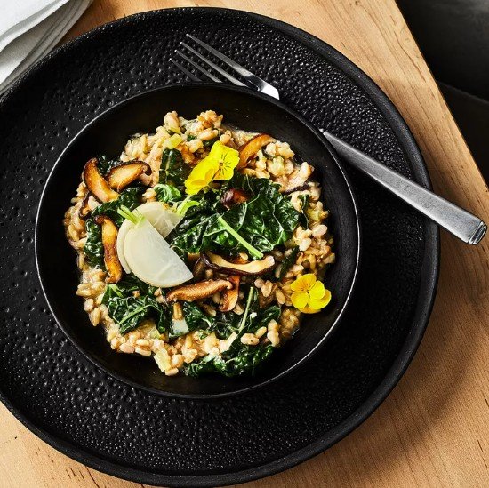 Farro Risotto with Mushrooms & Greens