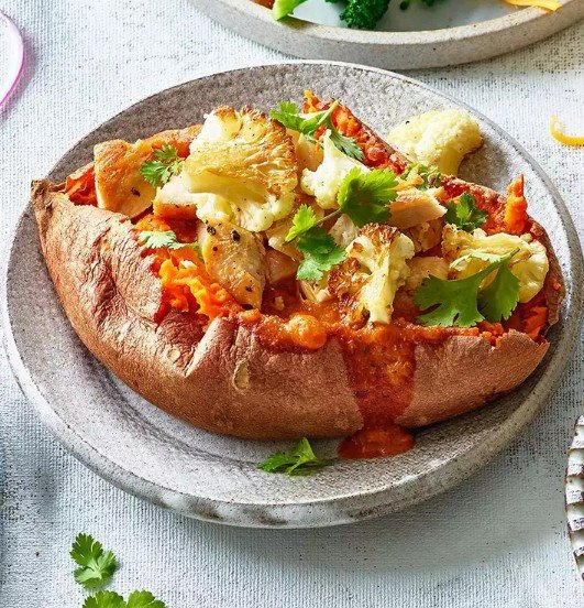 Chicken Curry Stuffed Sweet Potatoes