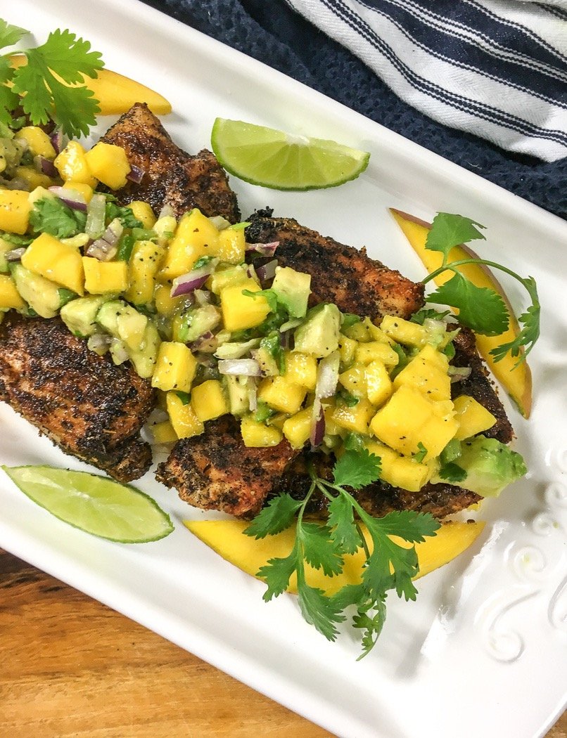 Spicy Cajun Snapper with Mango-Avocado Salsa Recipe